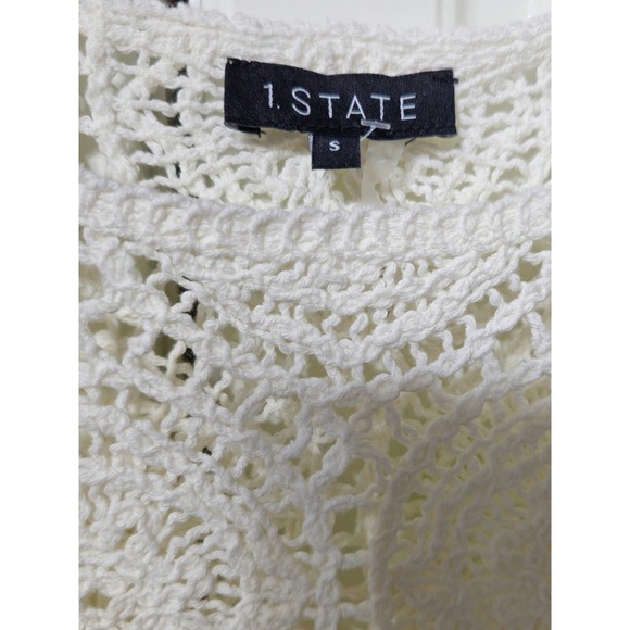 1.STATE Antique White Crochet Medallion Tank Top Scalloped Hem Size Small NWT - Picture 4 of 7